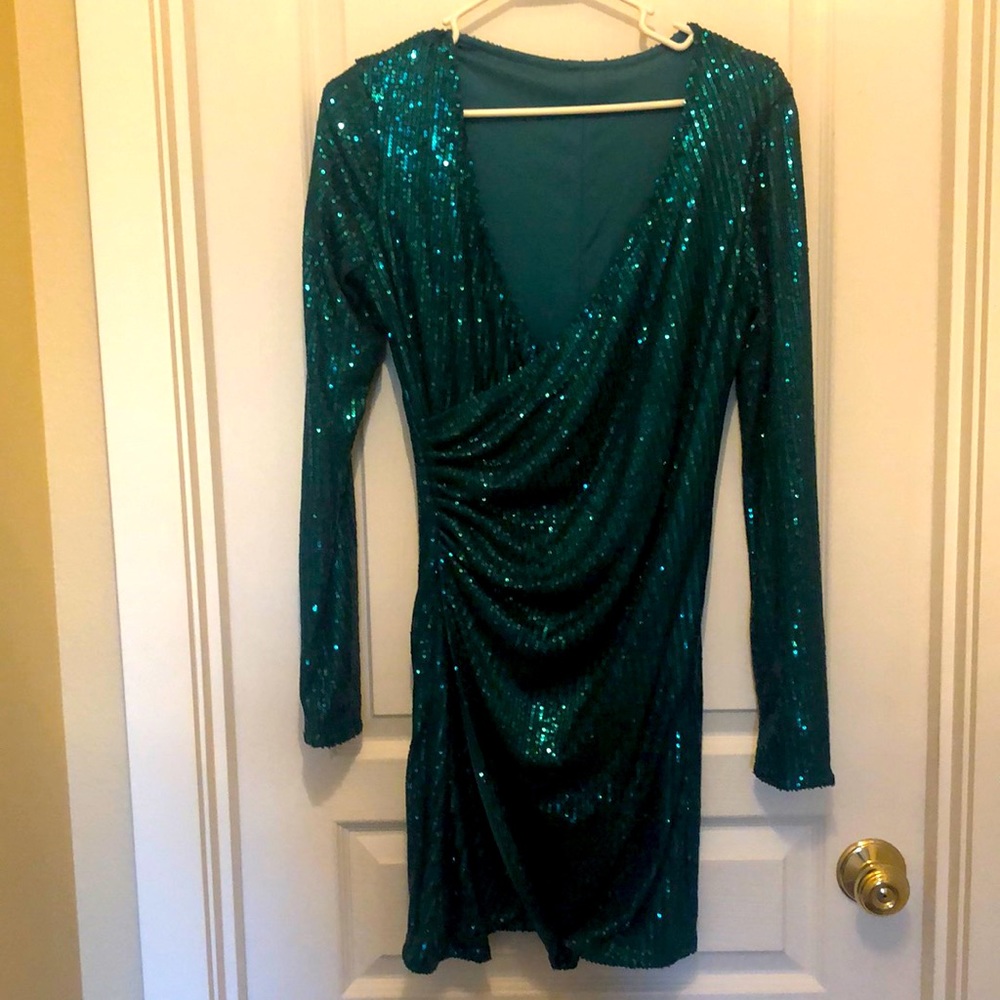 Green sequin dress